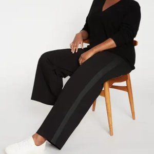 NEW Universal Standard STEPHANIE WIDE-LEG PANTS, black/black stripe, Large 22-24